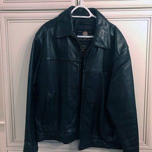Men's Black Leather Bomber Jacket